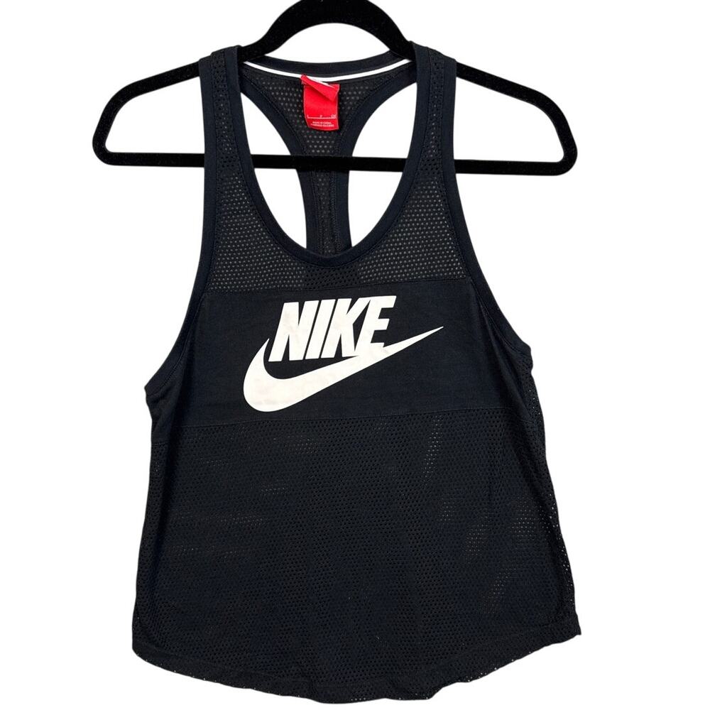 Nike Womens Mesh Racerback Tank Top Black Size S Runners Athletics Athleisure